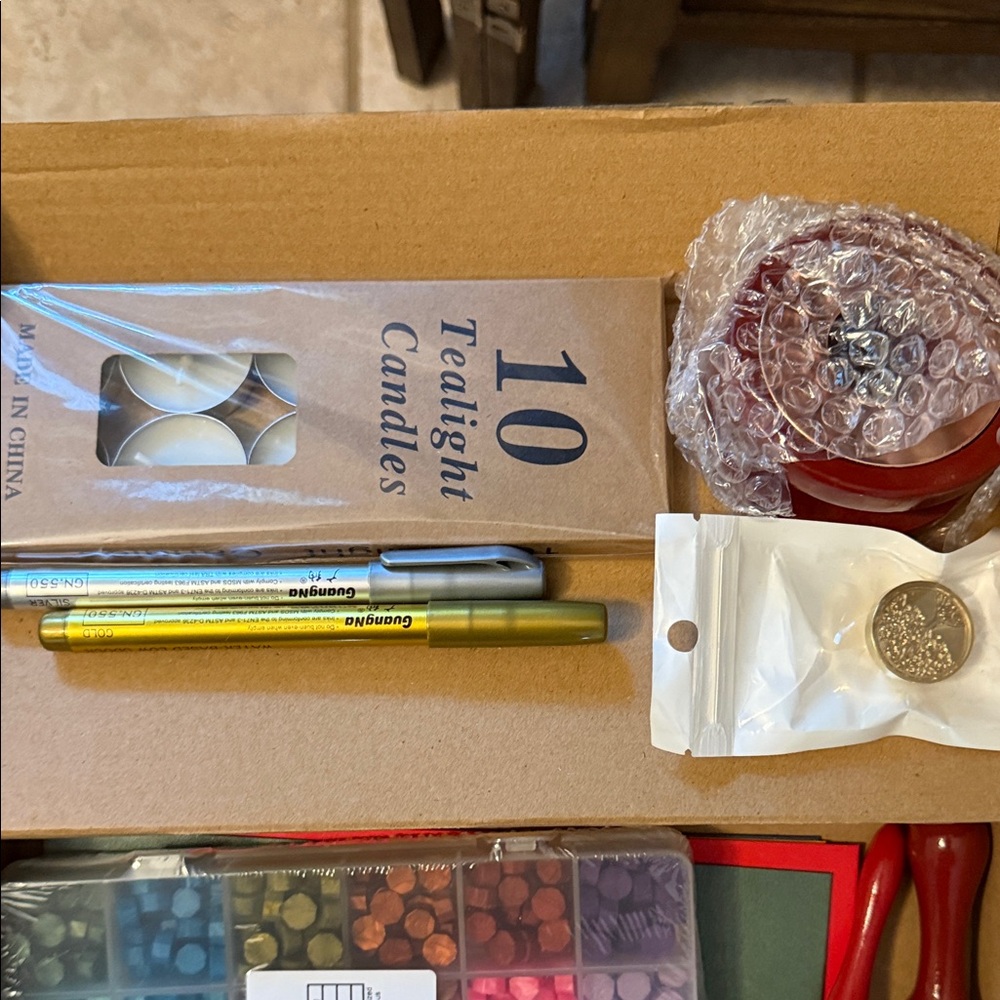 Wax Seal Stamp Kit w/ Melting Spoon, Sealing Wax, Tealight Candles & Stamp - Picture 2 of 4